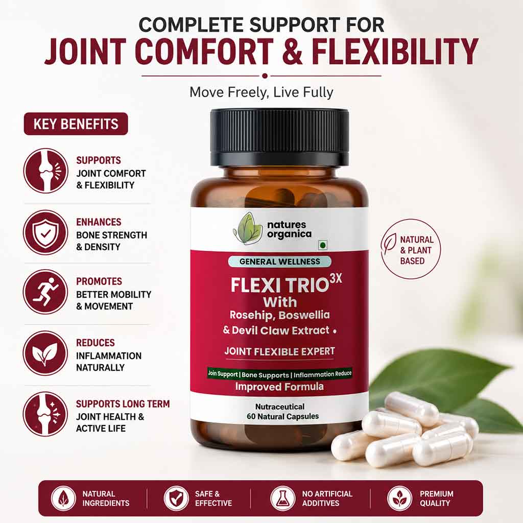 Flexi Trio 3X – Joint Flexibility & Mobility Support Capsules | Nature Organica