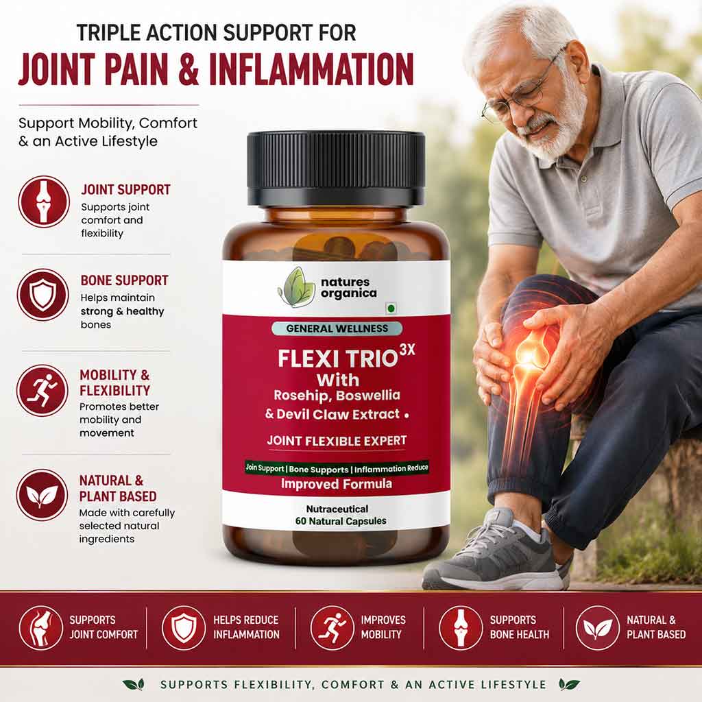 Flexi Trio 3X – Joint Flexibility & Mobility Support Capsules | Nature Organica