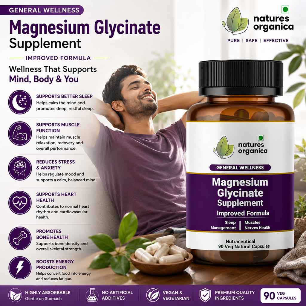 Magnesium Glycinate Supplement – Sleep, Muscle & Nerve Support | Nature Organica