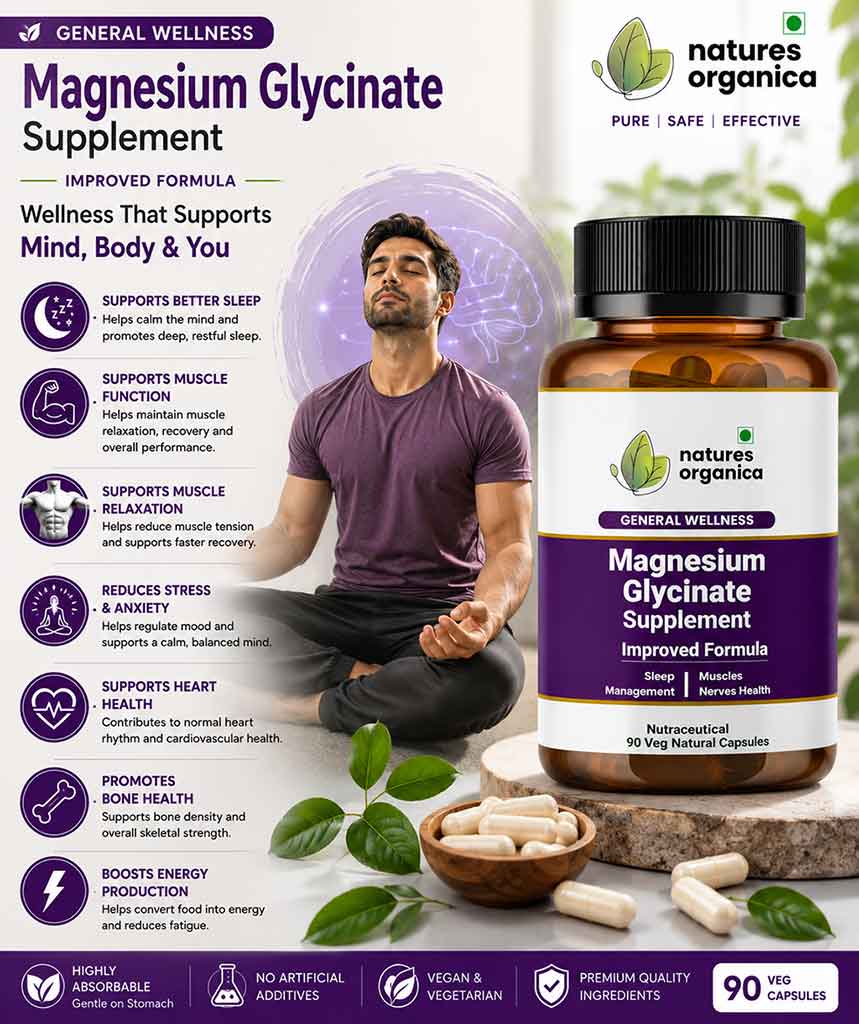 Magnesium Glycinate Supplement – Sleep, Muscle & Nerve Support | Nature Organica
