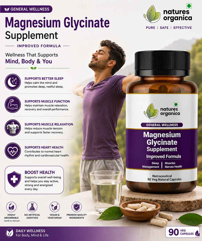 Magnesium Glycinate Supplement – Sleep, Muscle & Nerve Support | Nature Organica