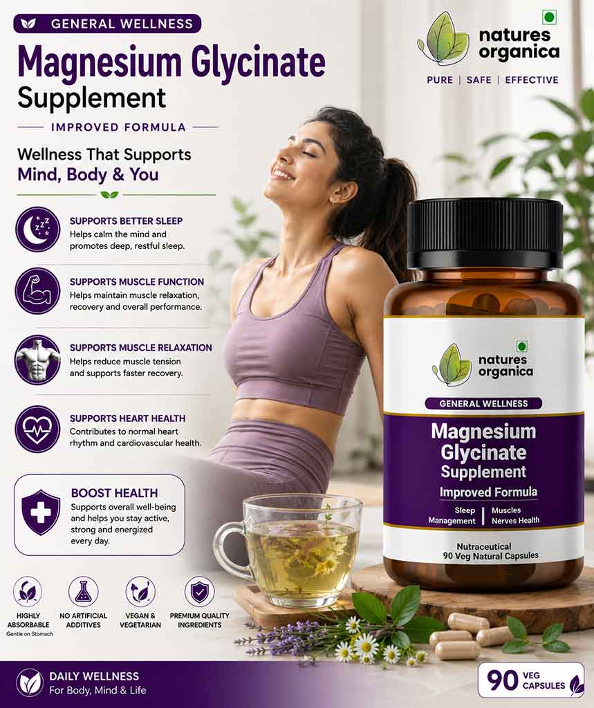 Magnesium Glycinate Supplement – Sleep, Muscle & Nerve Support | Nature Organica